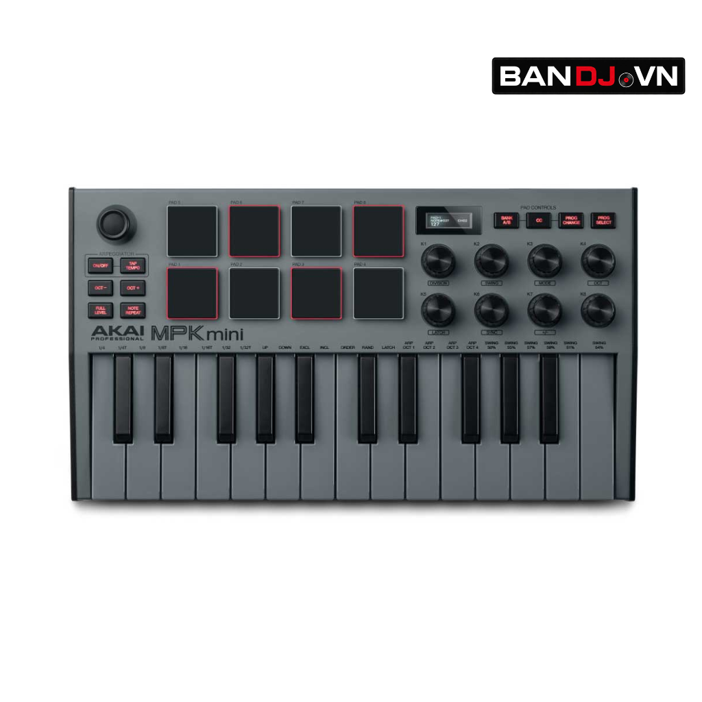 Akai MPK Mini 3 (Màu xám) | Đàn làm nhạc MIDI di động nhỏ gọn và đa chức năng