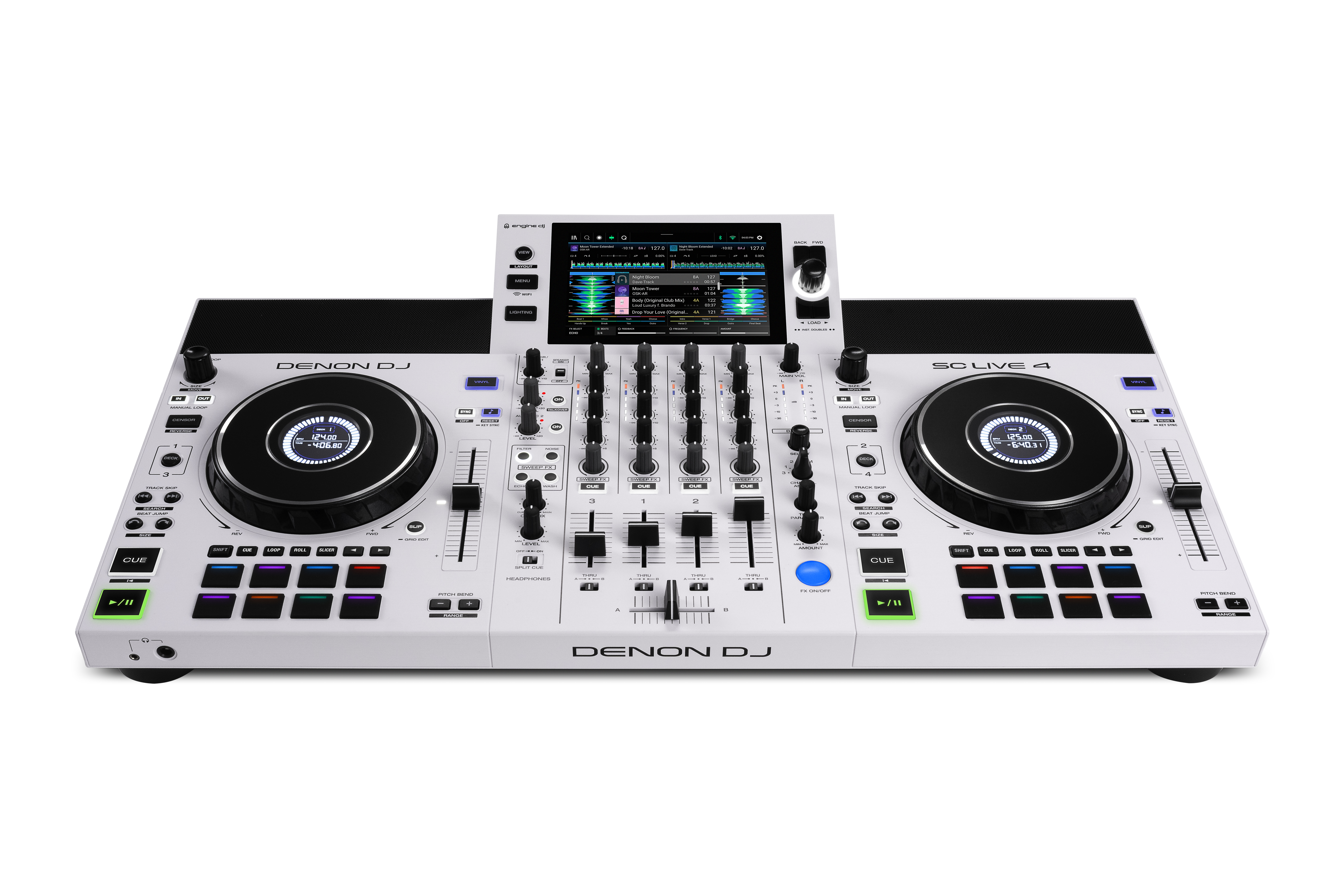 DENONDJ SCLIVE4 WHT FRONT ANGLE HIRES