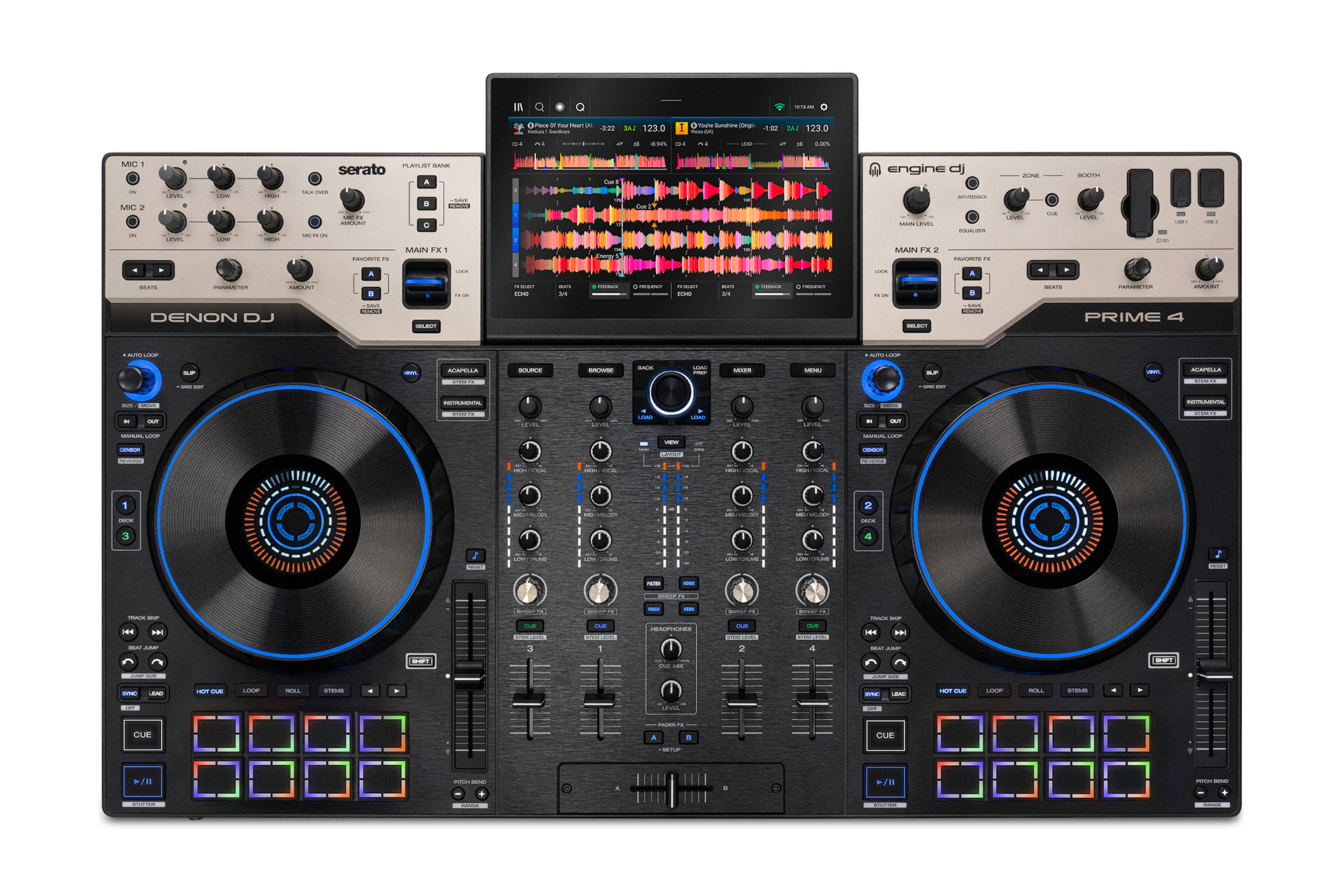DENONDJ PRIME4G2 TOP DOWN MULTICOLOREDPADS WEB